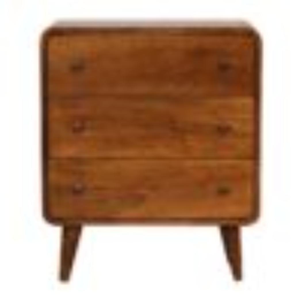 Mini Curved Chest | Chestnut Finish | Compact Rounded Storage