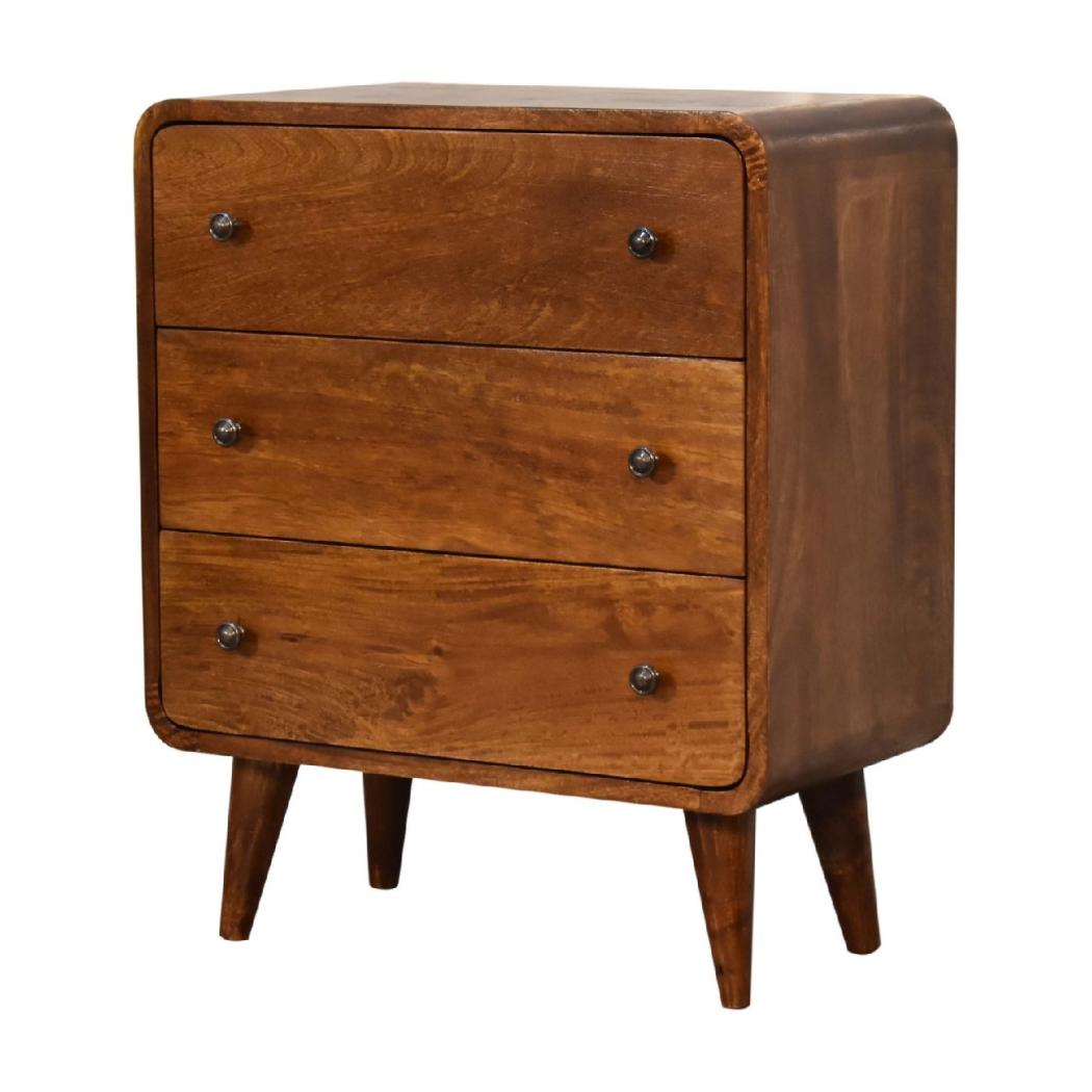 Mini Curved Chest | Chestnut Finish | Compact Rounded Storage