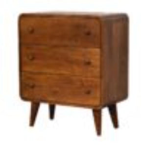 Mini Curved Chest | Chestnut Finish | Compact Rounded Storage