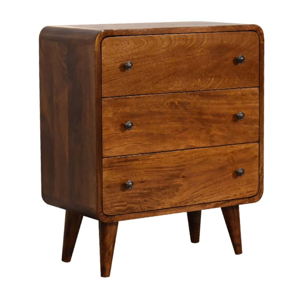 Mini Curved Chest | Chestnut Finish | Compact Rounded Storage