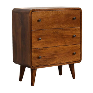 Mini Curved Chest | Chestnut Finish | Compact Rounded Storage