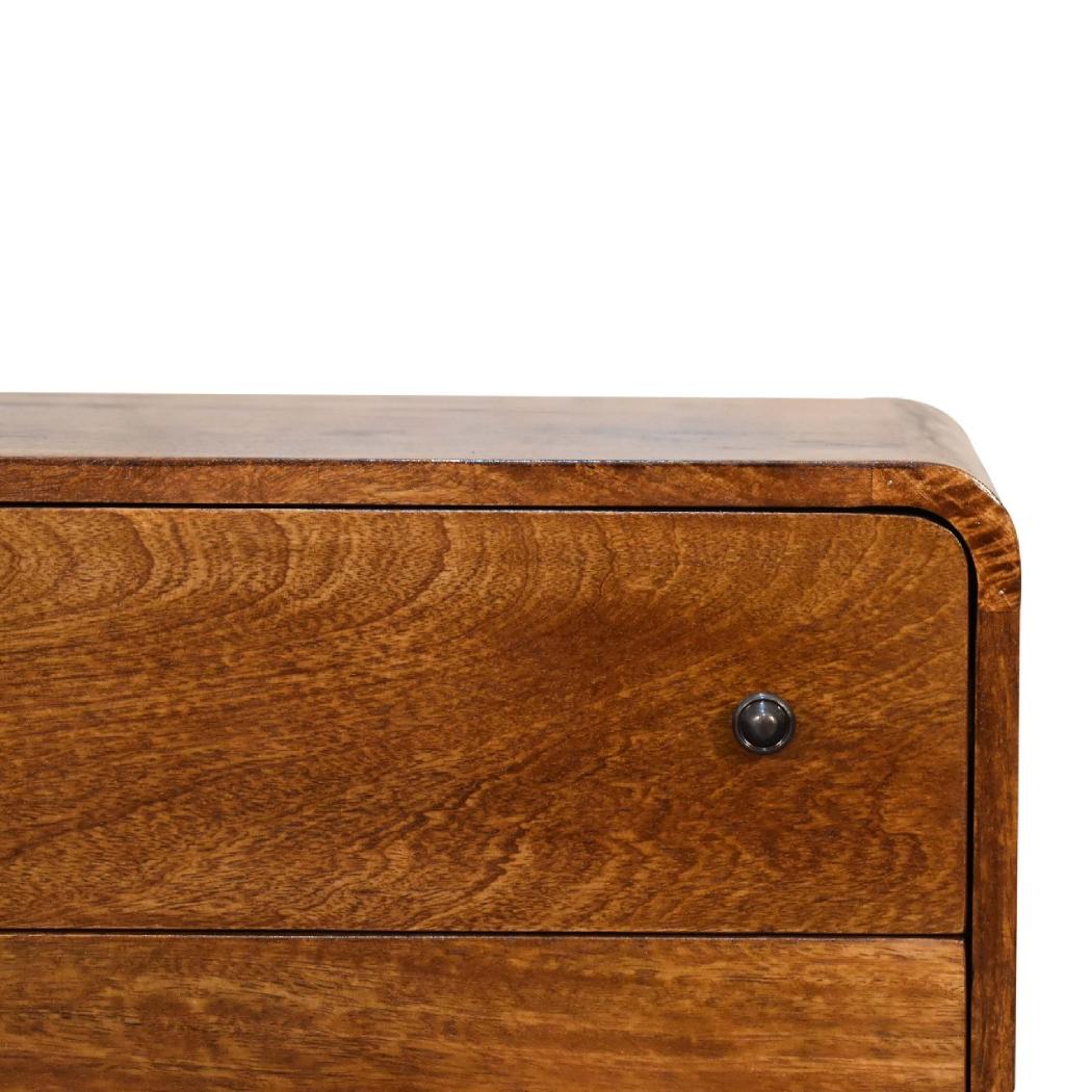 Mini Curved Chest | Chestnut Finish | Compact Rounded Storage
