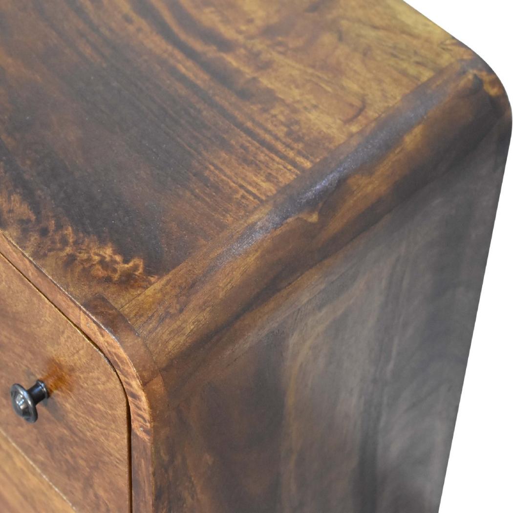 Mini Curved Chest | Chestnut Finish | Compact Rounded Storage