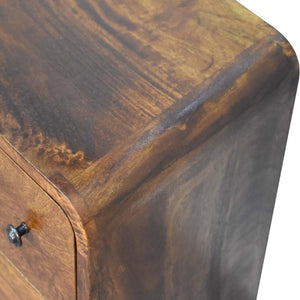 Mini Curved Chest | Chestnut Finish | Compact Rounded Storage