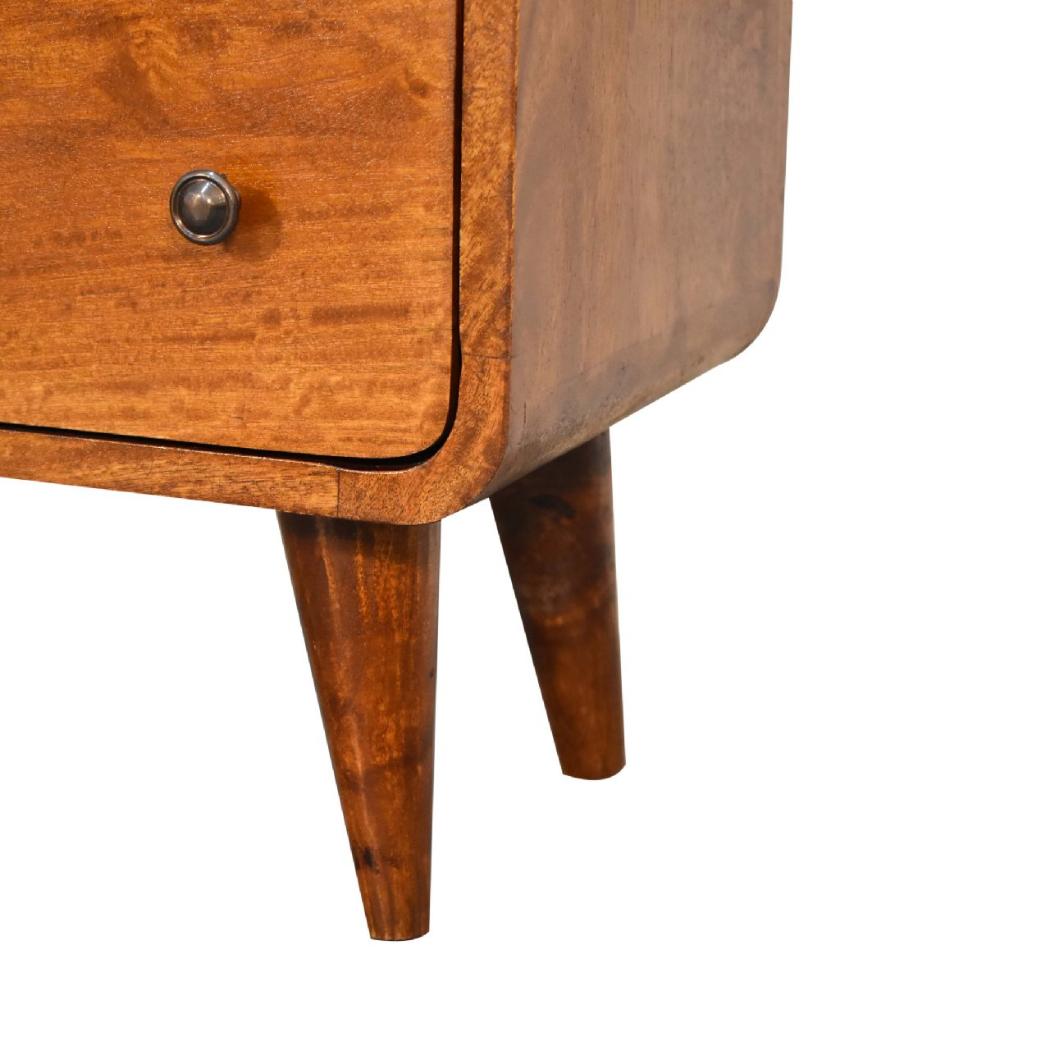 Mini Curved Chest | Chestnut Finish | Compact Rounded Storage