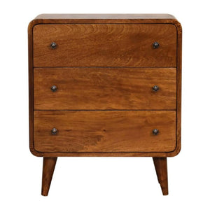Mini Curved Chest | Chestnut Finish | Compact Rounded Storage