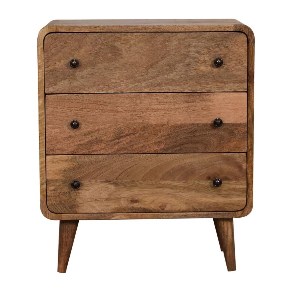 Mini Curved Chest | Oak Finish | Compact Rounded Storage