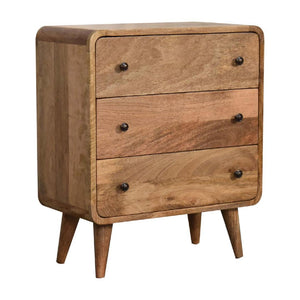 Mini Curved Chest | Oak Finish | Compact Rounded Storage