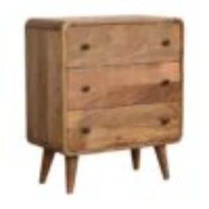 Mini Curved Chest | Oak Finish | Compact Rounded Storage