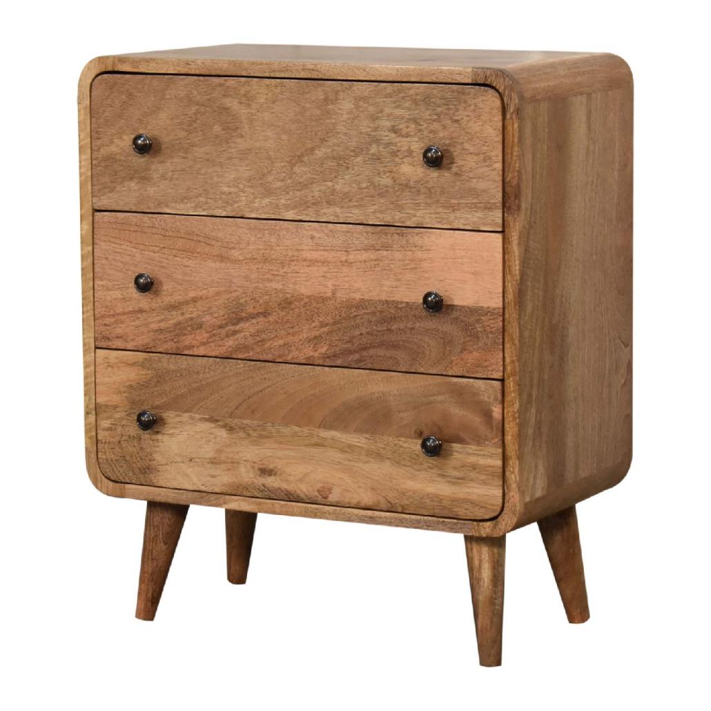 Mini Curved Chest | Oak Finish | Compact Rounded Storage