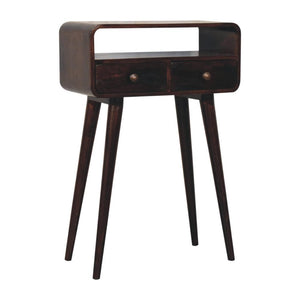 Mini Curved Console | Solid Mango Wood | California Walnut Finish