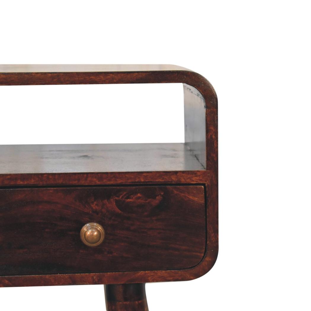 Mini Curved Console | Solid Mango Wood | California Walnut Finish