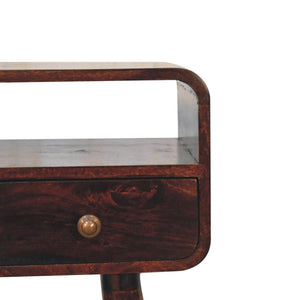 Mini Curved Console | Solid Mango Wood | California Walnut Finish