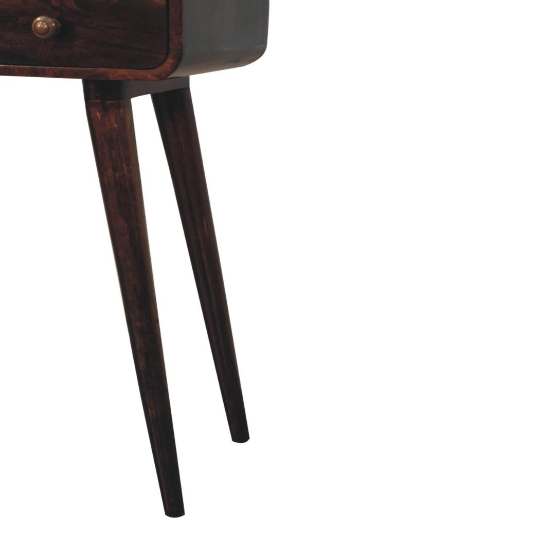 Mini Curved Console | Solid Mango Wood | California Walnut Finish