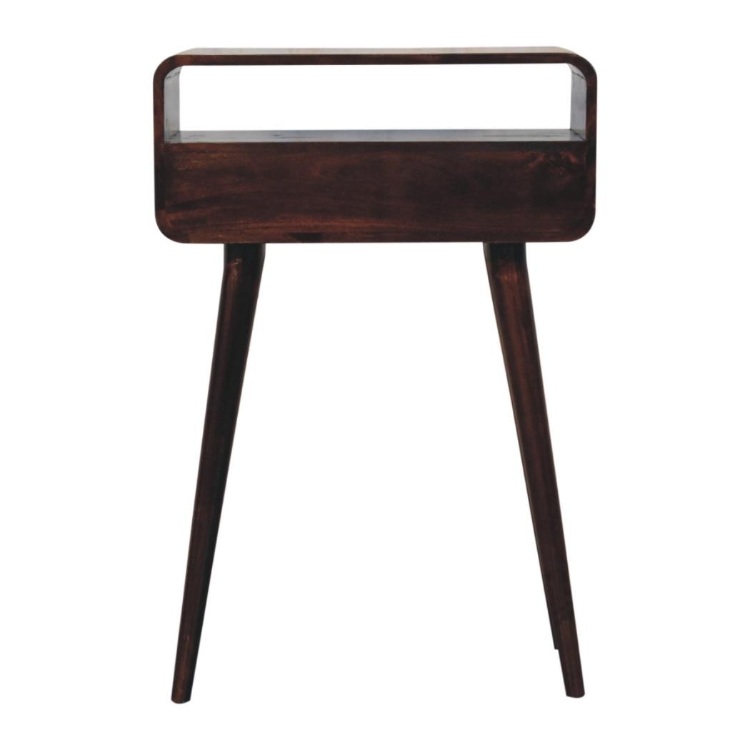 Mini Curved Console | Solid Mango Wood | California Walnut Finish