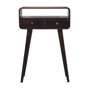 Mini Curved Console | Solid Mango Wood | California Walnut Finish
