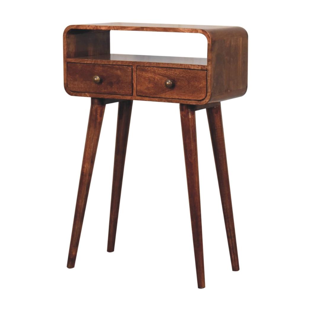 Mini Curved Console | Solid Mango Wood | Honey Caramel Finish