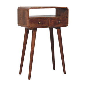Mini Curved Console | Solid Mango Wood | Honey Caramel Finish
