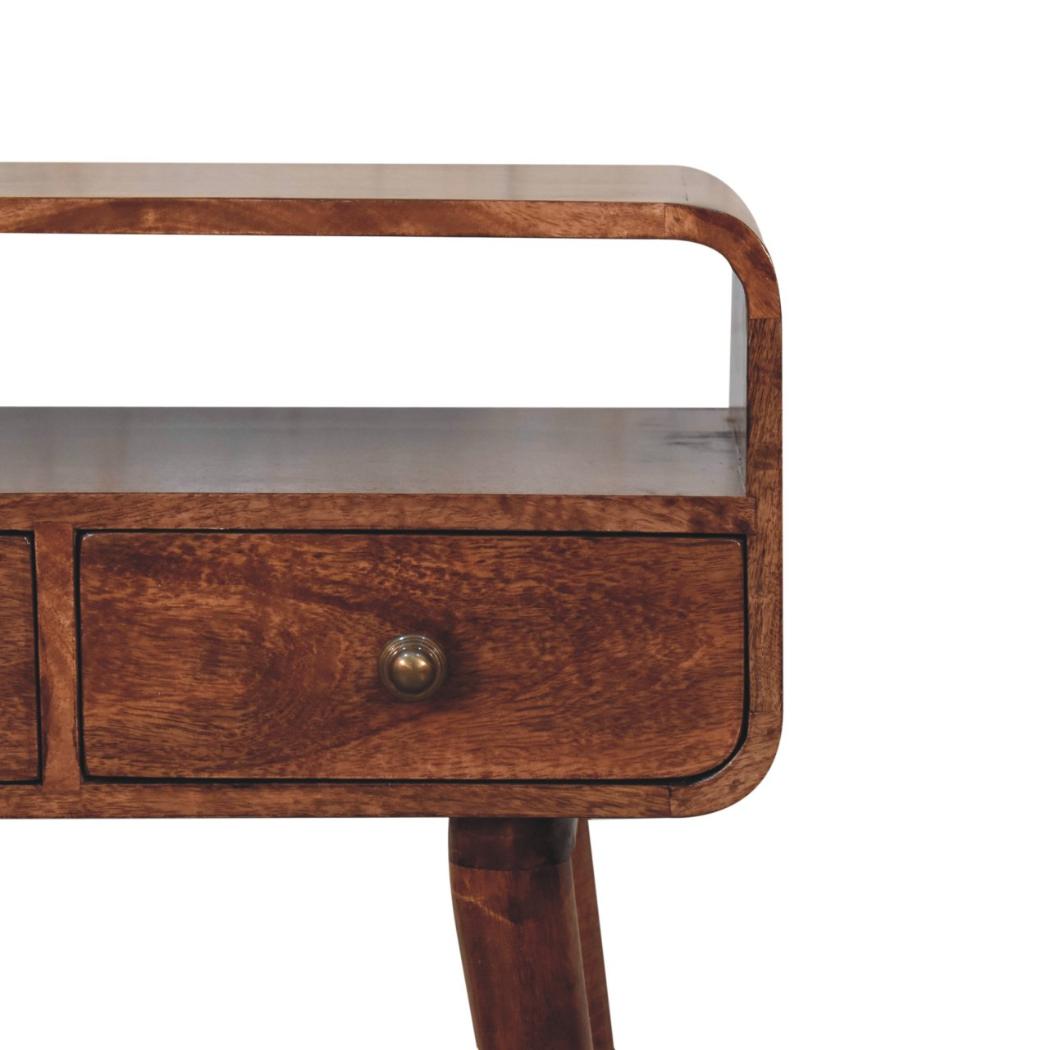 Mini Curved Console | Solid Mango Wood | Honey Caramel Finish
