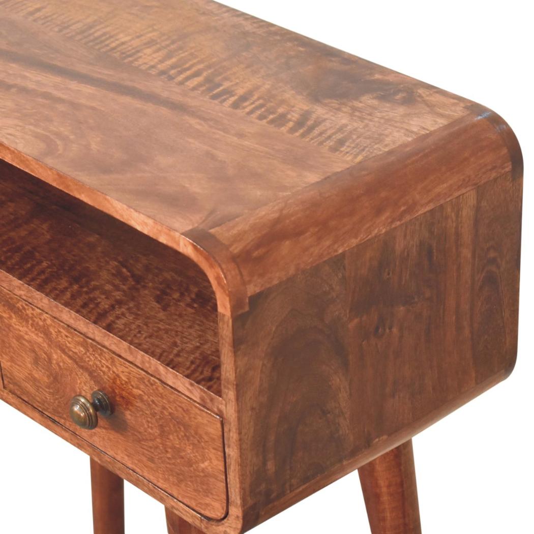 Mini Curved Console | Solid Mango Wood | Honey Caramel Finish