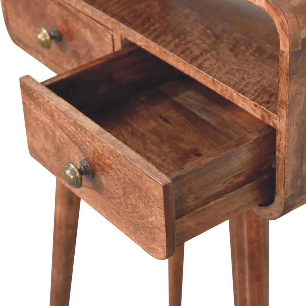 Mini Curved Console | Solid Mango Wood | Honey Caramel Finish