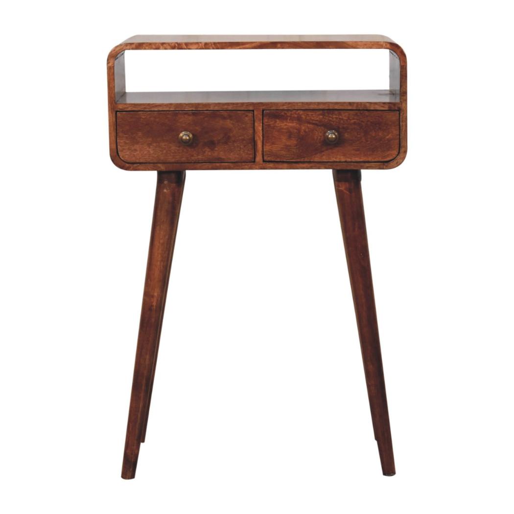 Mini Curved Console | Solid Mango Wood | Honey Caramel Finish