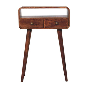 Mini Curved Console | Solid Mango Wood | Honey Caramel Finish