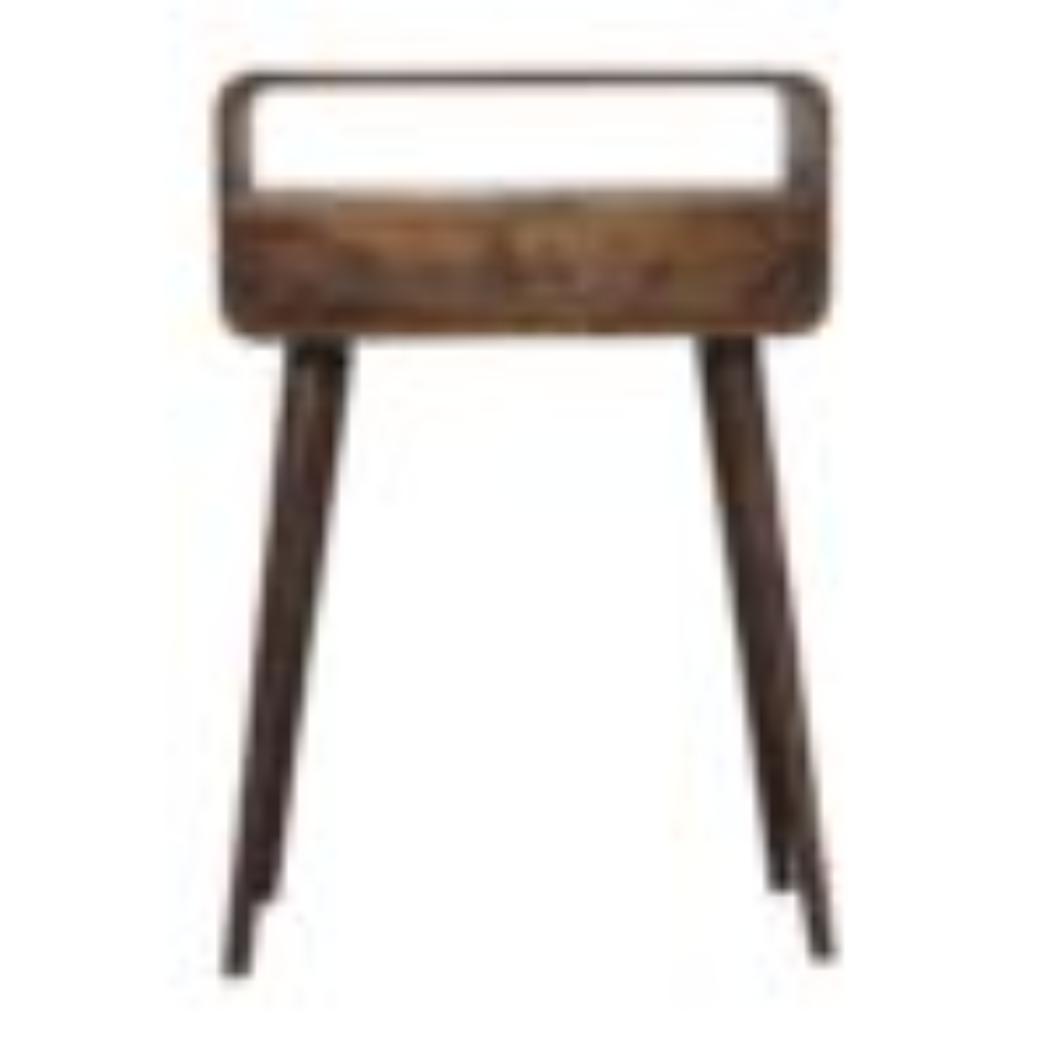 Mini Curved Console Table | Grey Wash Finish | Compact Hallway Design