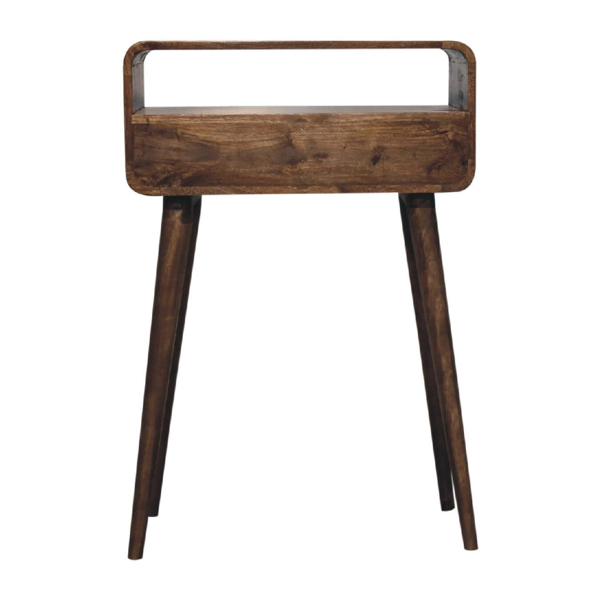 Mini Curved Console Table | Grey Wash Finish | Compact Hallway Design