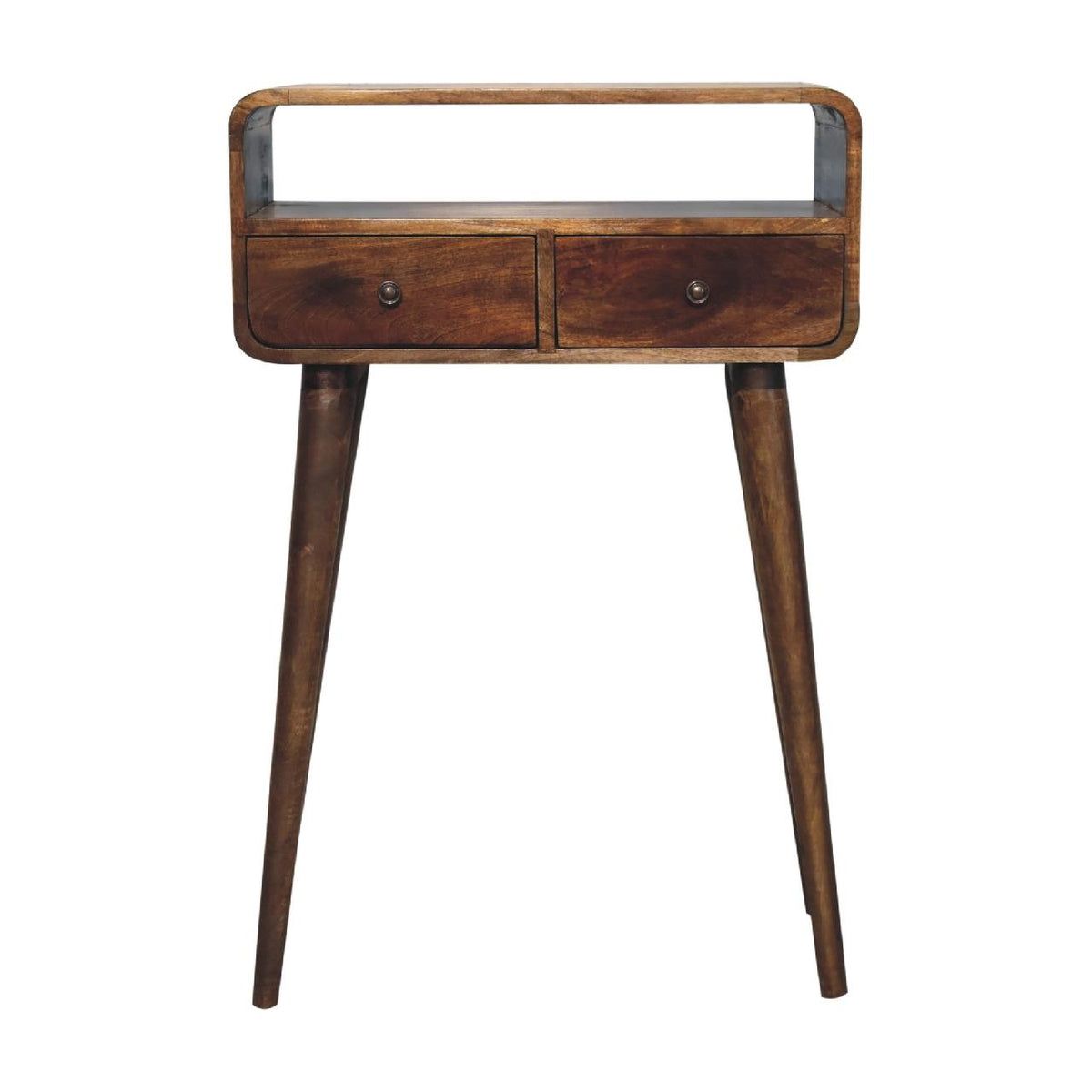 Mini Curved Console Table | Grey Wash Finish | Compact Hallway Design