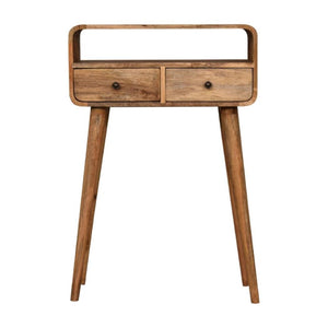 Mini Curved Console Table | Oak-Inspired Finish | Compact Hallway Furniture