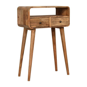 Mini Curved Console Table | Oak-Inspired Finish | Compact Hallway Furniture