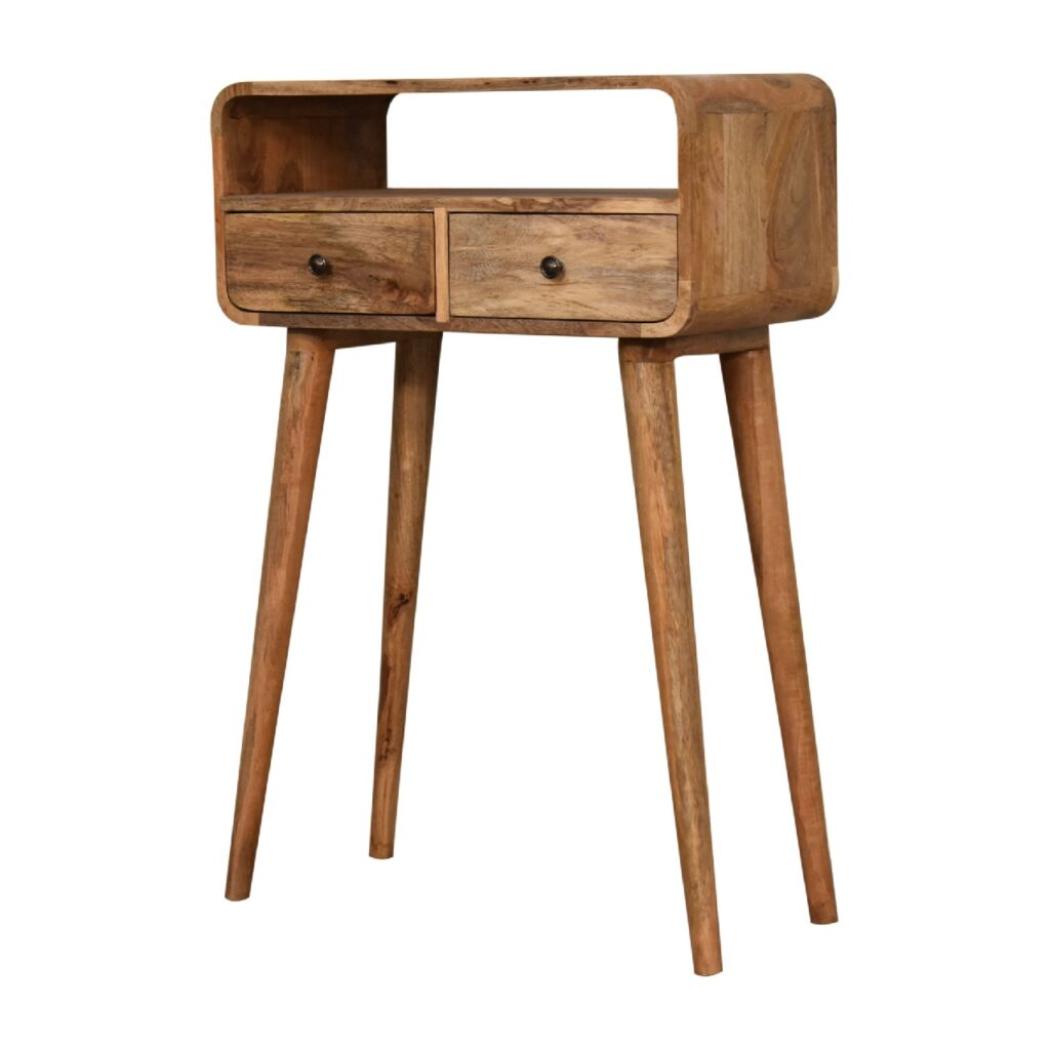 Mini Curved Console Table | Oak-Inspired Finish | Compact Hallway Furniture