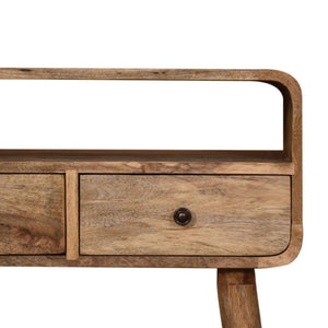 Mini Curved Console Table | Oak-Inspired Finish | Compact Hallway Furniture