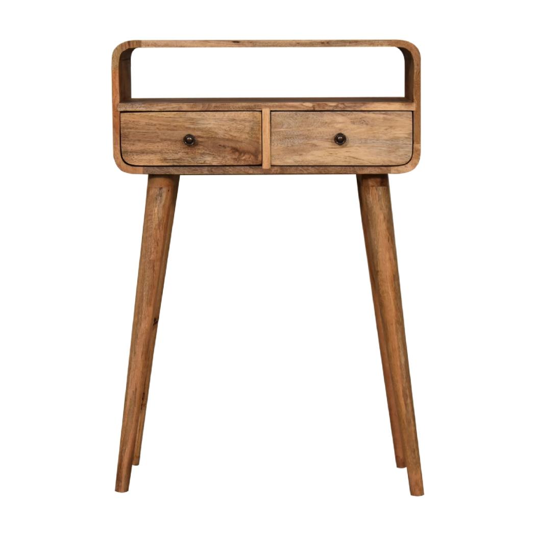 Mini Curved Console Table | Oak-Inspired Finish | Compact Hallway Furniture