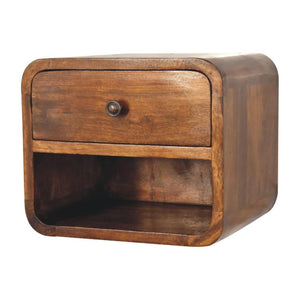 Mini Curved Floating Bedside | Wall-Mounted Design | Space-Saving Storage