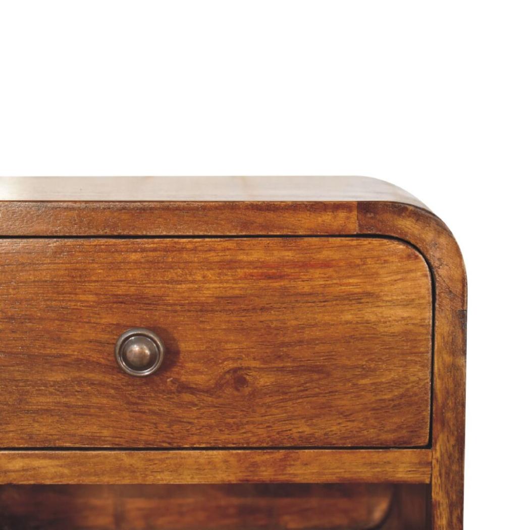 Mini Curved Floating Bedside | Wall-Mounted Design | Space-Saving Storage