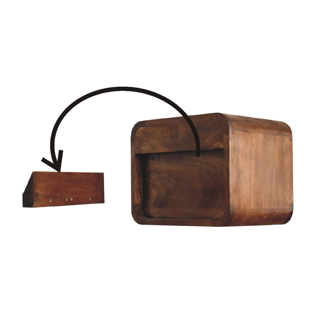 Mini Curved Floating Bedside | Wall-Mounted Design | Space-Saving Storage