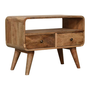 Mini Curved Media Unit | Oak-Inspired Finish | Compact TV Storage
