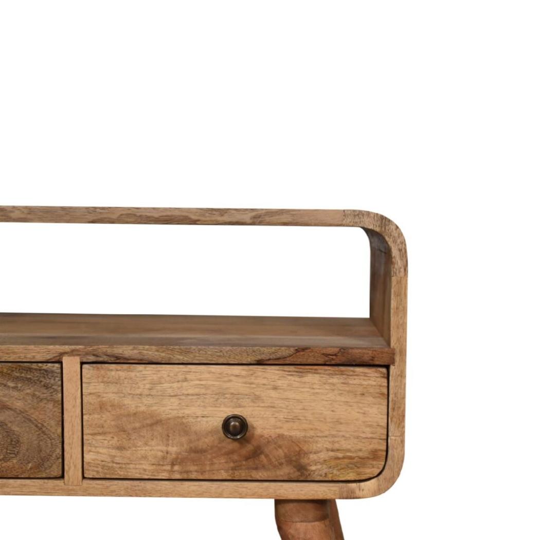 Mini Curved Media Unit | Oak-Inspired Finish | Compact TV Storage