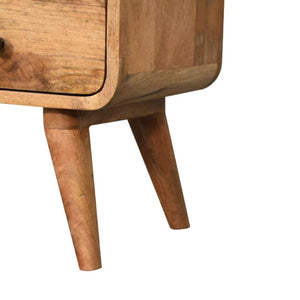 Mini Curved Media Unit | Oak-Inspired Finish | Compact TV Storage