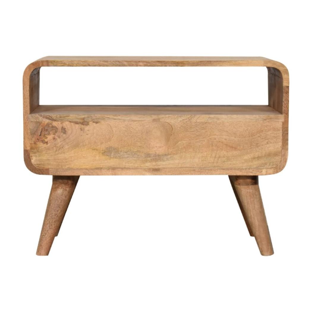 Mini Curved Media Unit | Oak-Inspired Finish | Compact TV Storage