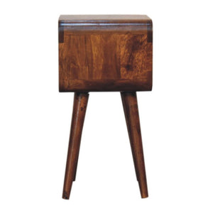 Mini Curved Open Bedside Table | Chestnut Finish | Open Shelf Storage