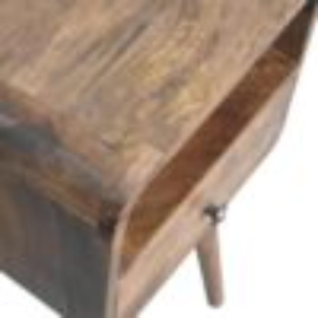Mini Curved Open Bedside Table | Grey Wash Finish | Open Shelf Storage