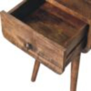 Mini Curved Open Bedside Table | Grey Wash Finish | Open Shelf Storage