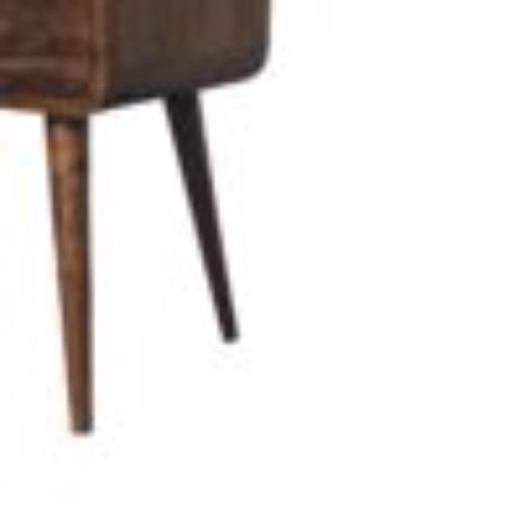 Mini Curved Open Bedside Table | Grey Wash Finish | Open Shelf Storage