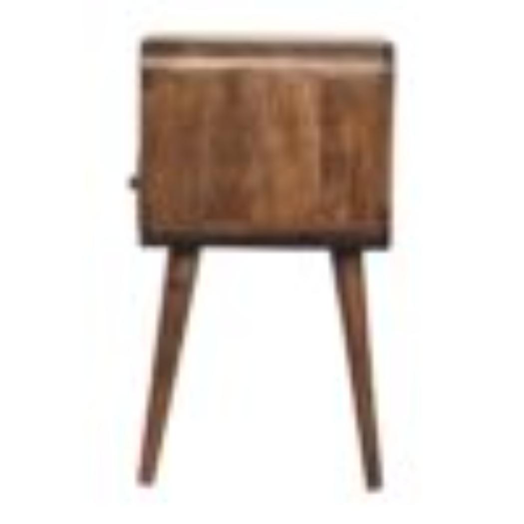 Mini Curved Open Bedside Table | Grey Wash Finish | Open Shelf Storage