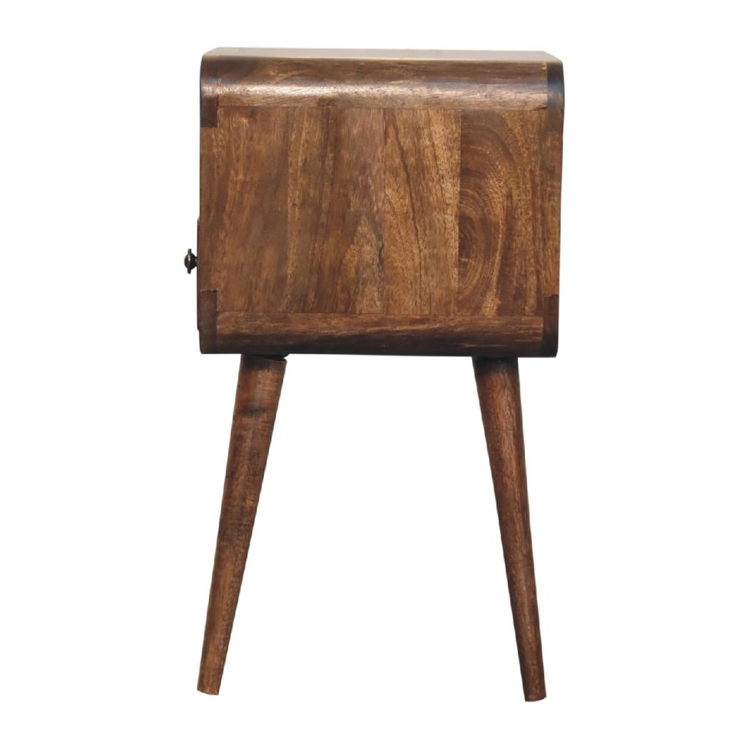 Mini Curved Open Bedside Table | Grey Wash Finish | Open Shelf Storage