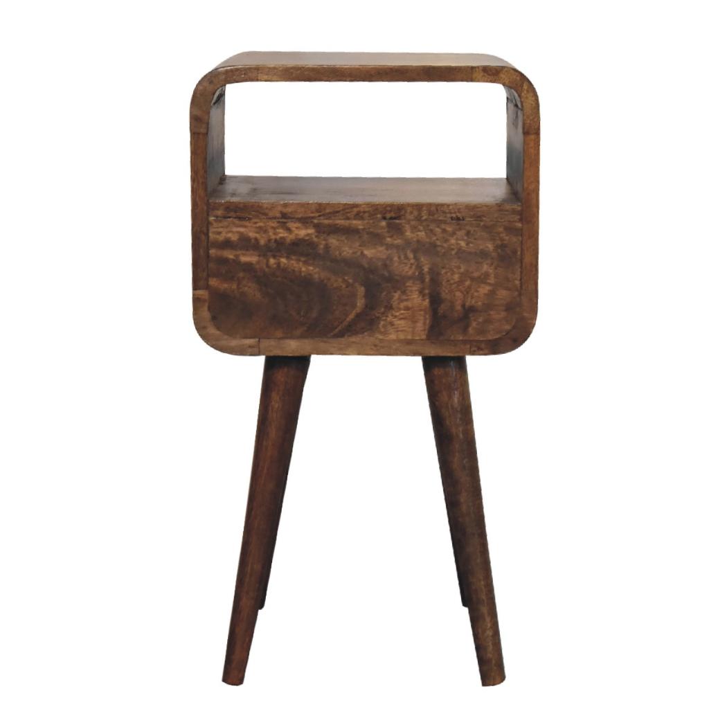 Mini Curved Open Bedside Table | Grey Wash Finish | Open Shelf Storage