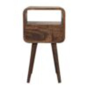 Mini Curved Open Bedside Table | Grey Wash Finish | Open Shelf Storage